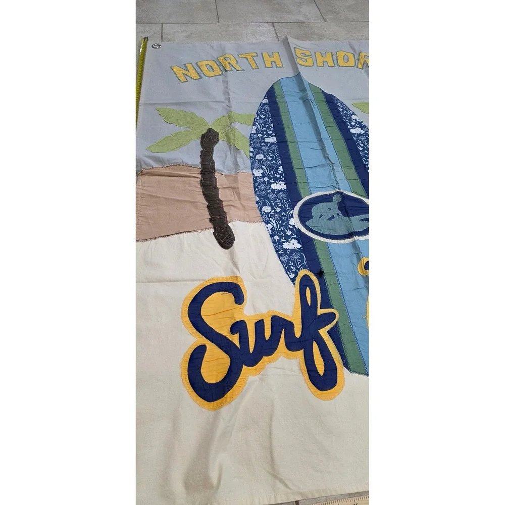 North Shore Surf Riders Fabric Wall Hanging Banner Surfboard Palm Trees 58x35